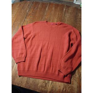 XL Arrow USA Orange Cotton Round Neck Long Sleeve Pullover Knit Sweater